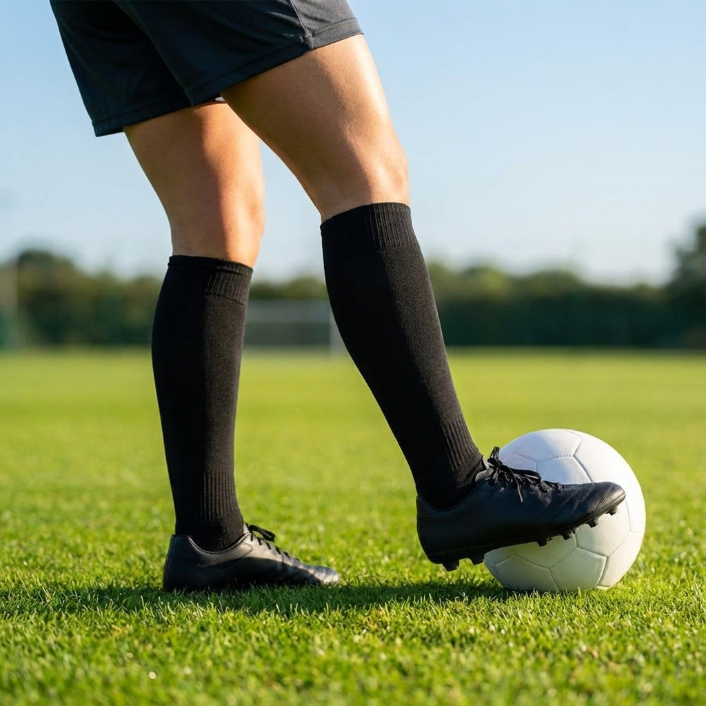 Football socks in various sizes and colours for players