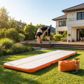 Inflatable gymnastics mat available in various sizes, made from durable PVC
