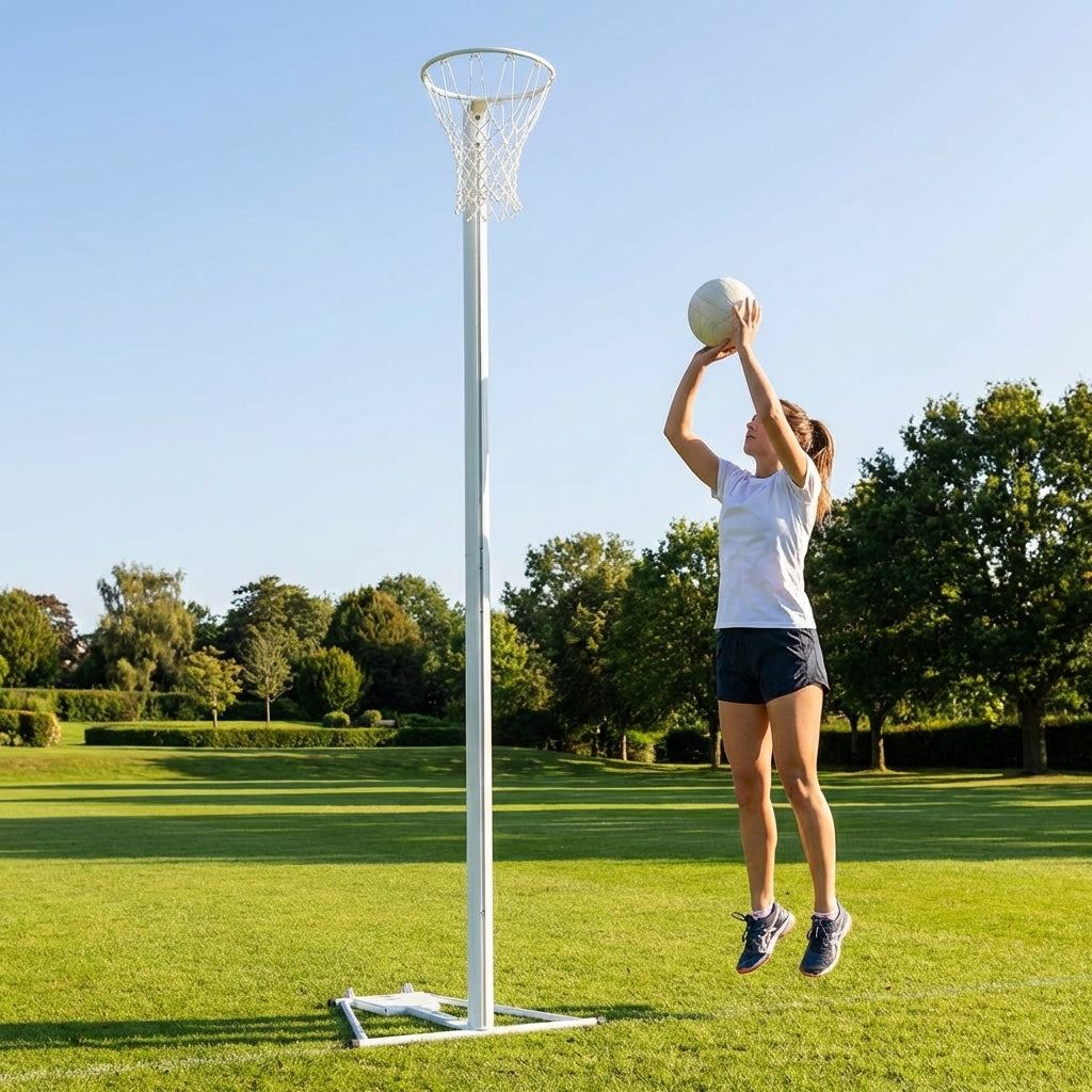 Netball posts with aluminium construction and adjustable height