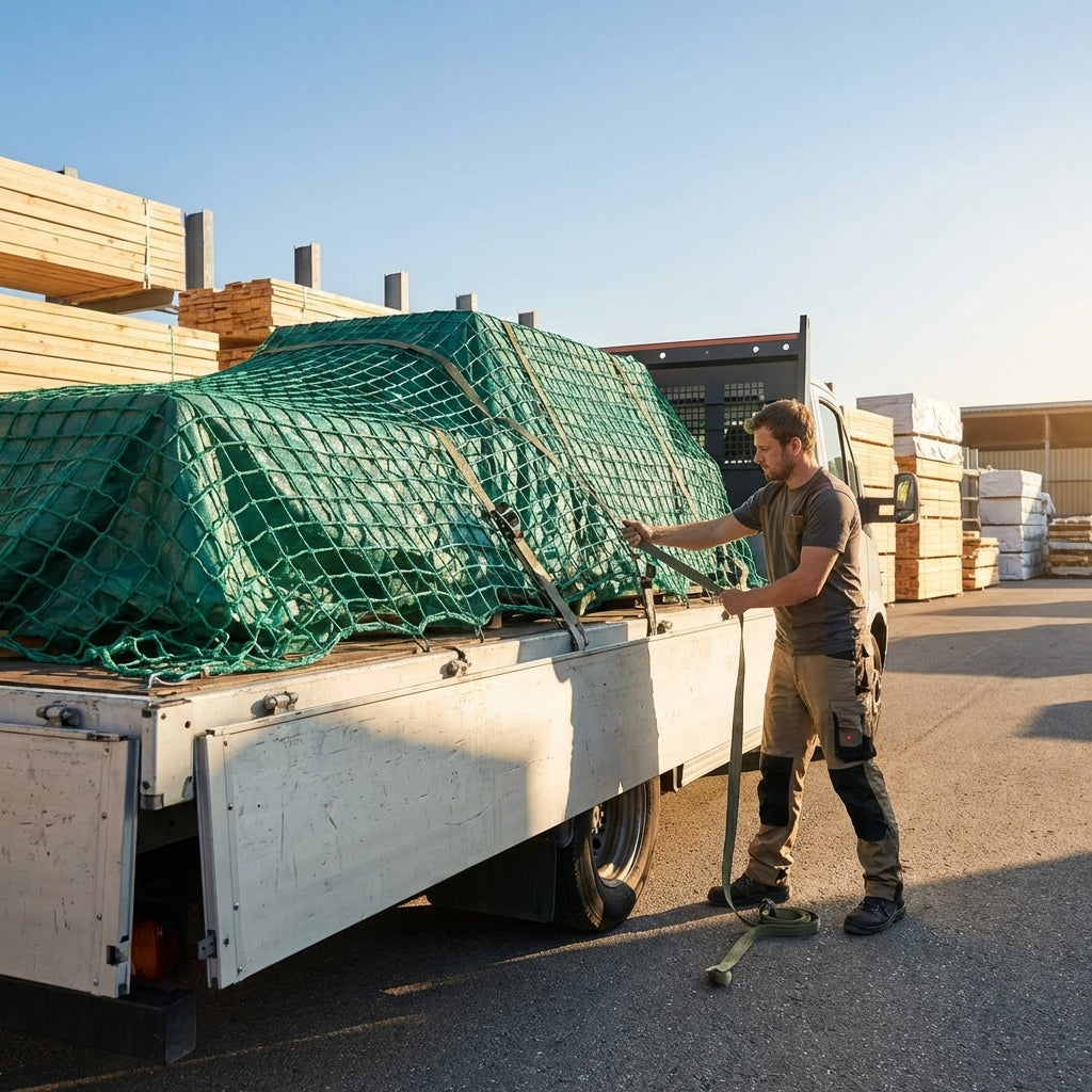 Heavy duty truck net made from 3mm twine for secure cargo transport