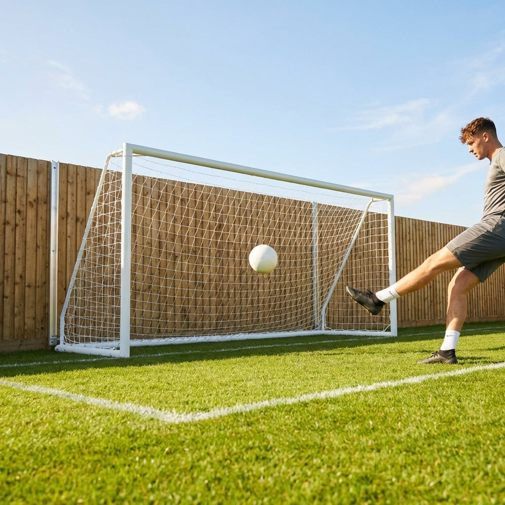 Aluminium football goal with folding mechanism