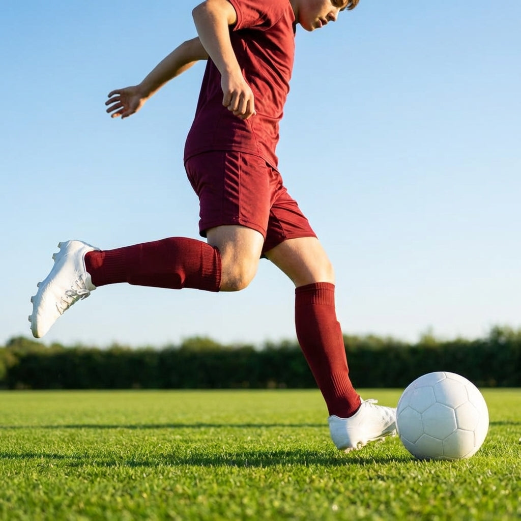 Football socks in various sizes and colours for players