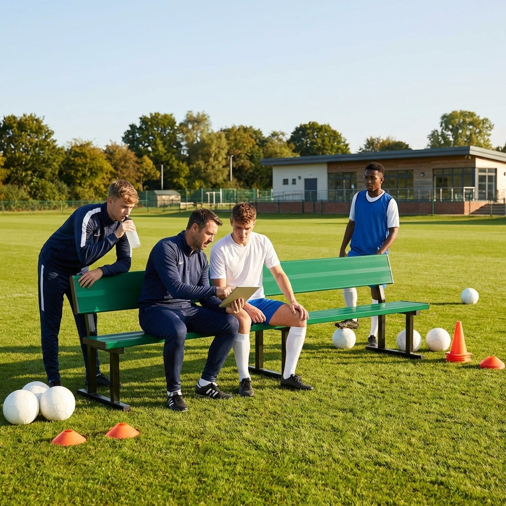 Aluminium sports bench with HDPE seats for indoor and outdoor use