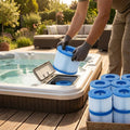 Hot tub replacement filter cartridges for inflatable spa systems