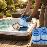 Hot tub replacement filter cartridges for inflatable spa systems
