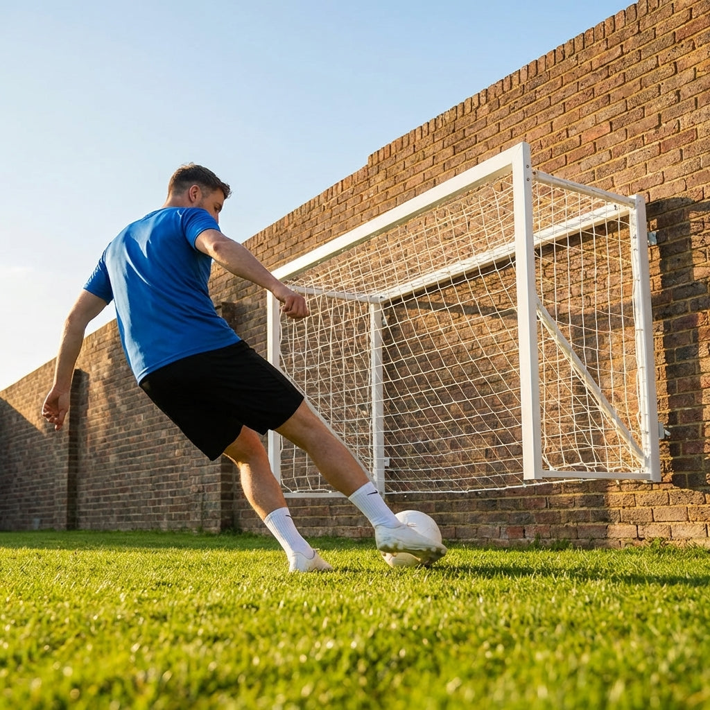 Aluminium football goal with folding mechanism