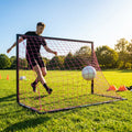 Folding football goal with aluminium frame and high-impact net