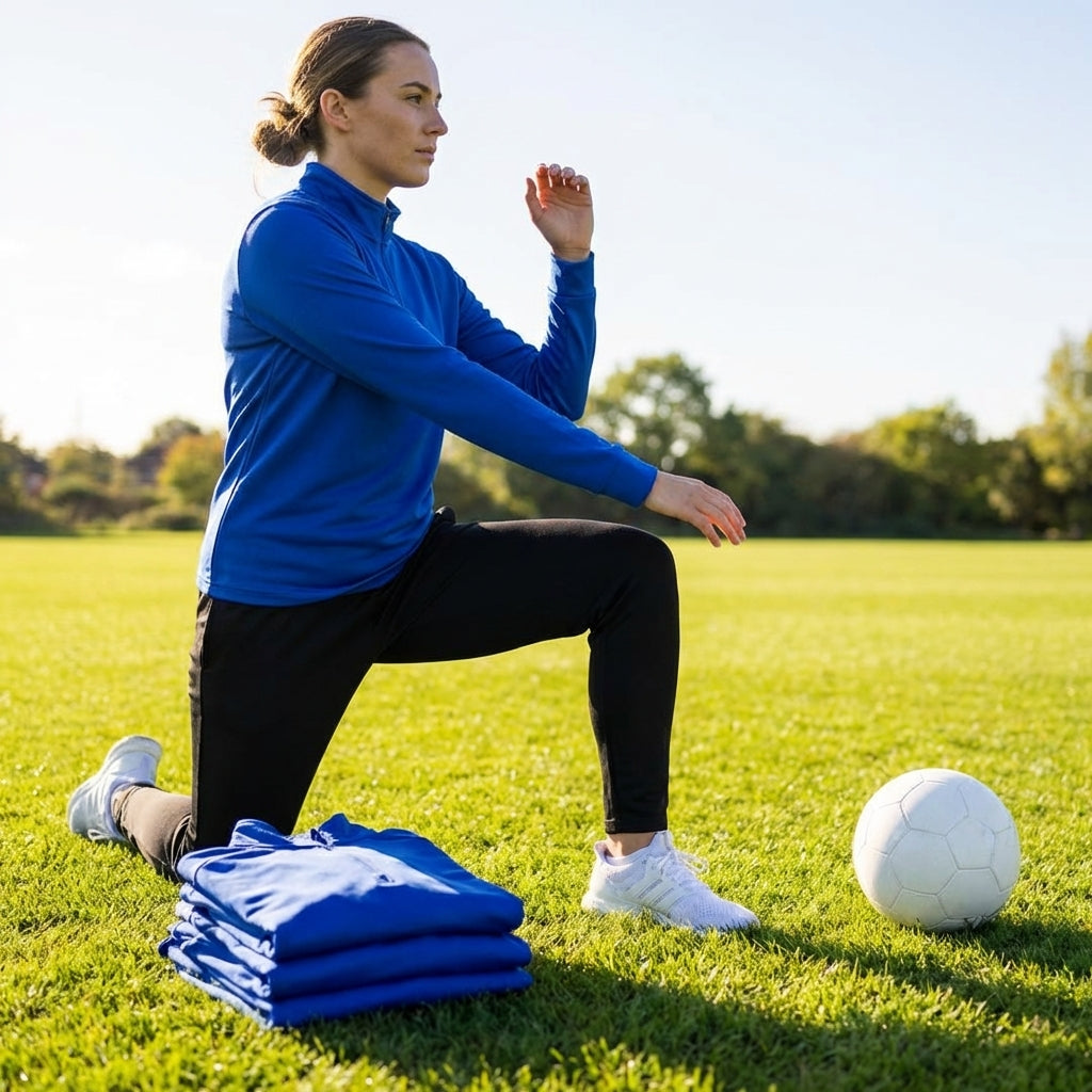 Women's quarter zip tracksuit in lightweight polyester, ideal for athletic wear