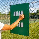 Portable tennis scoreboard with UV stabilised materials, available in 3 sizes and colours
