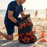 Football carry bag with 12 footballs, durable mesh