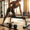 Hex dumbbells with rubber ends and chrome handles