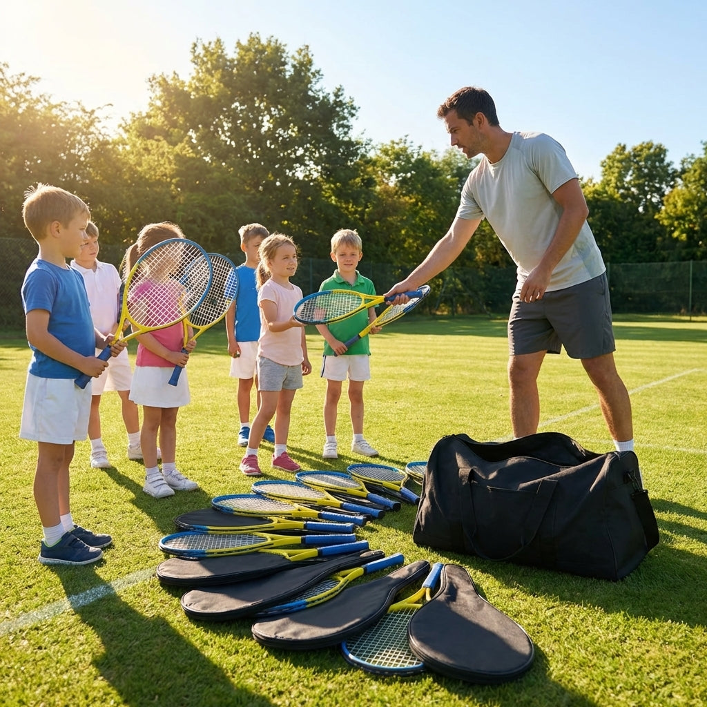 Tennis racket and bag set with aluminium rackets for coaches and players