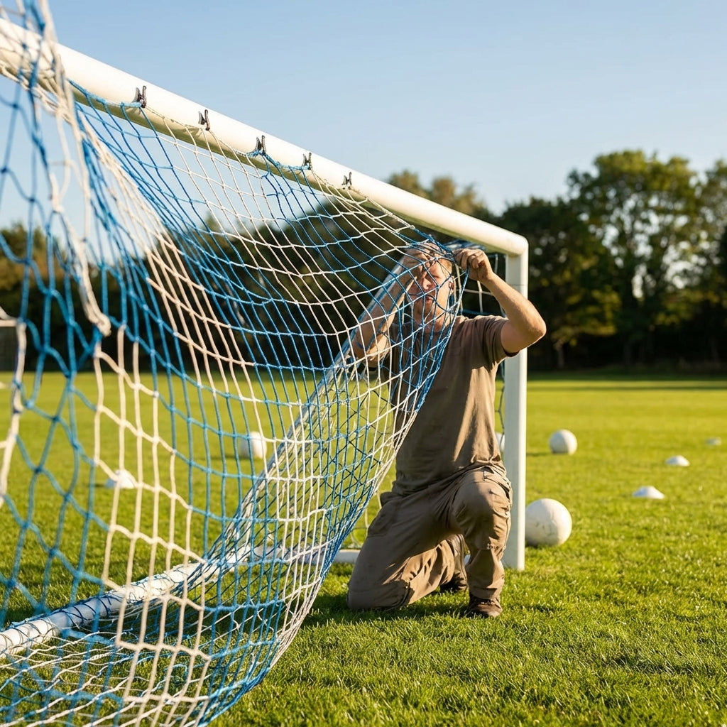 Football goal nets 24 x 8 ft, durable HDPE for clubs and schools