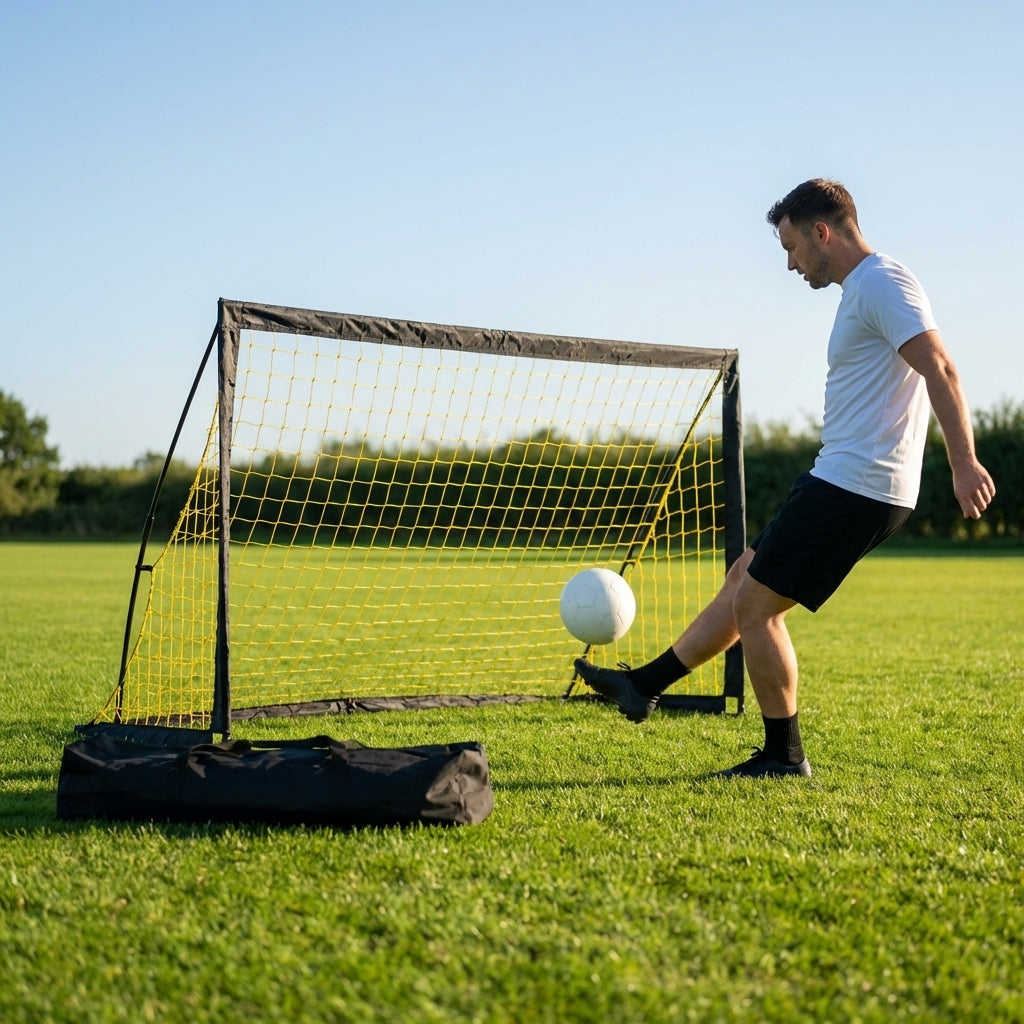 Beach football goal with fluorescent net and aluminium frame