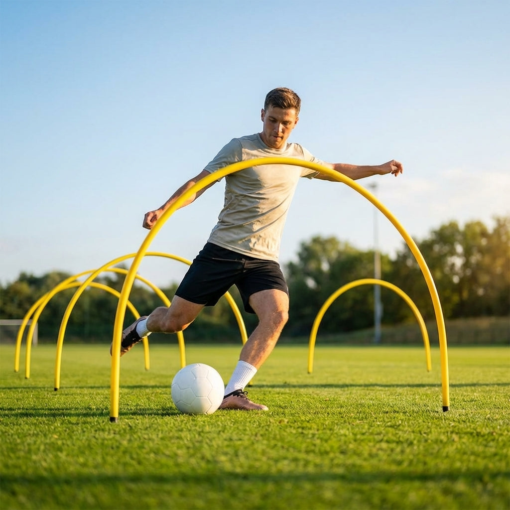 Football training passing arcs made of 34mm PVC