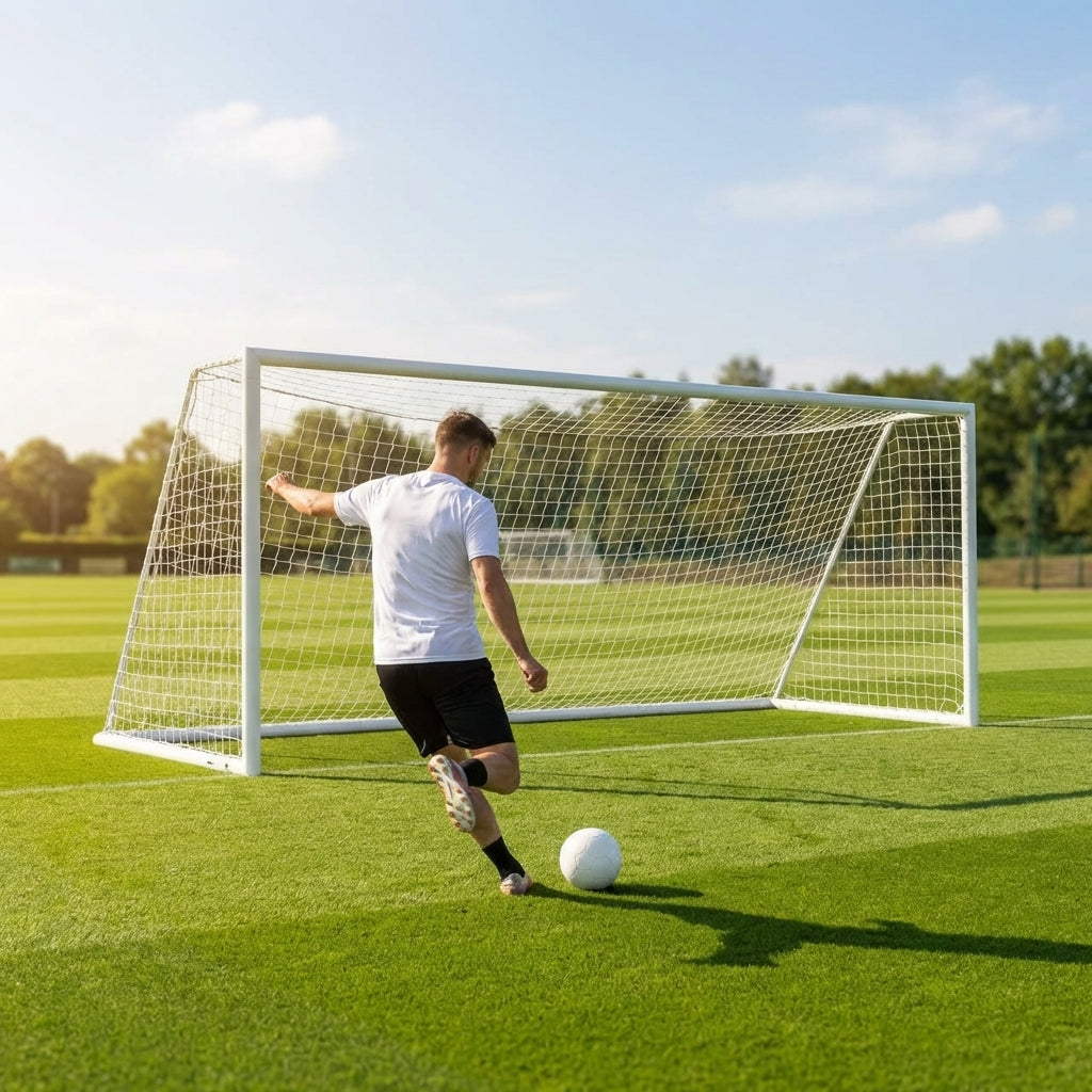 Stadium football goal with aluminium frame and durable netting