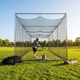 Black baseball batting cage nets made from HDPP twine for indoor and outdoor use