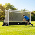 Pop up hockey goals with durable steel frame for indoor and outdoor use