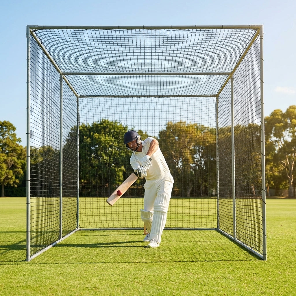 Cricket nets made from HDPE, available in various sizes for indoor and outdoor use
