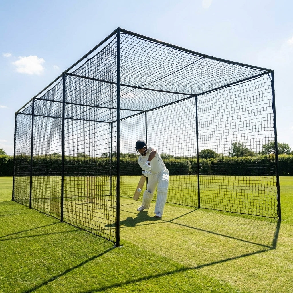 Cricket nets made from HDPE, available in various sizes for indoor and outdoor use