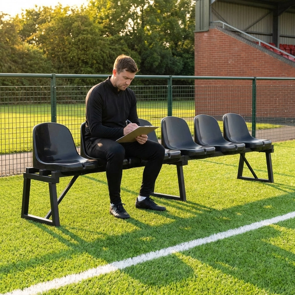 Aluminium sports bench with HDPE seats for indoor and outdoor use