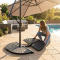 Durable parasol base weights for garden use, available in various sizes and materials