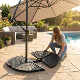 Durable parasol base weights for garden use, available in various sizes and materials