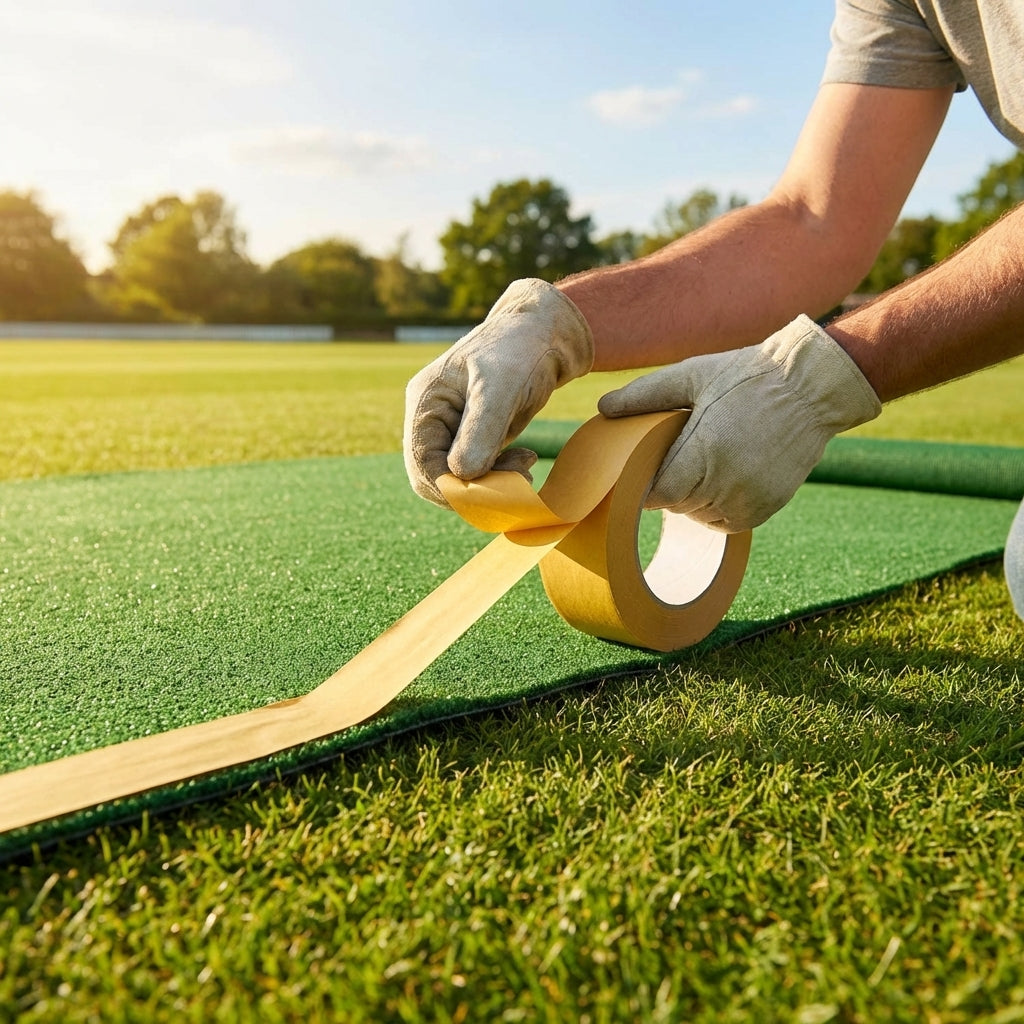 Ultra-strong cricket mat double sided tape for secure placement