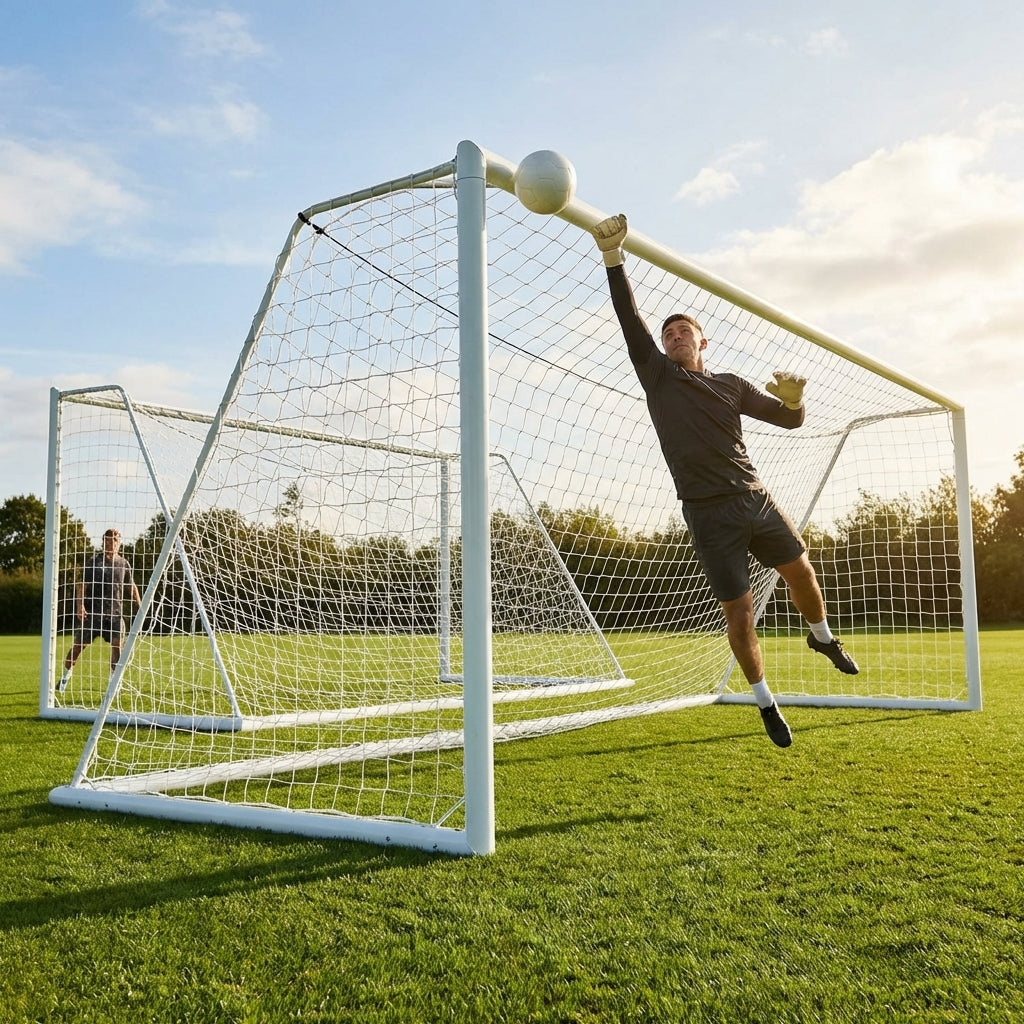 Football goal nets 24 x 8 ft, durable HDPE for clubs and schools