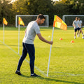 Football corner flag set with bright nylon flags and PVC poles