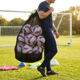 Football carry bag with 12 footballs, durable mesh